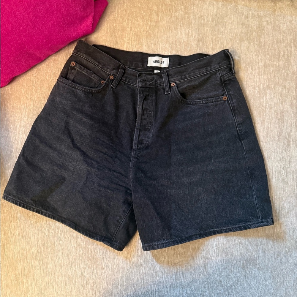 Agolde Black High-Rise Denim Jean Shorts